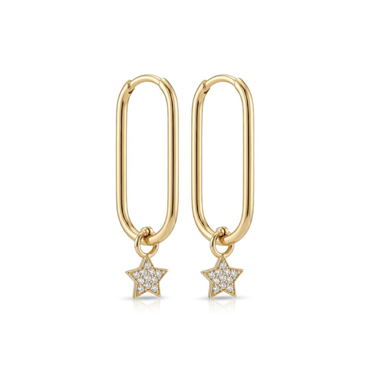 Yıldız Sallantılı 14 Ayar Altın Küpe 3,5 cm
