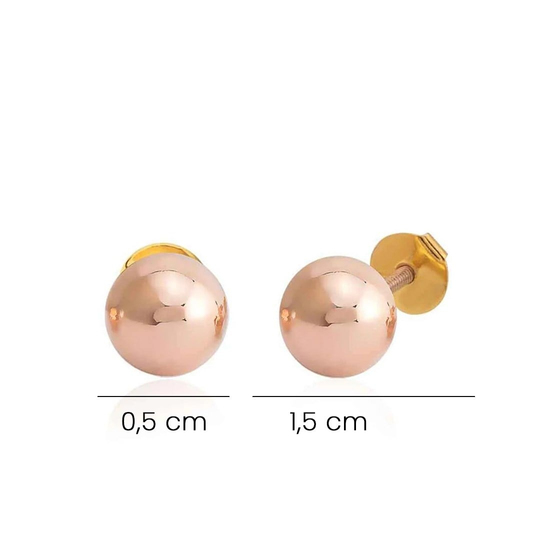 Top Küpe 14 Ayar Rose Altın