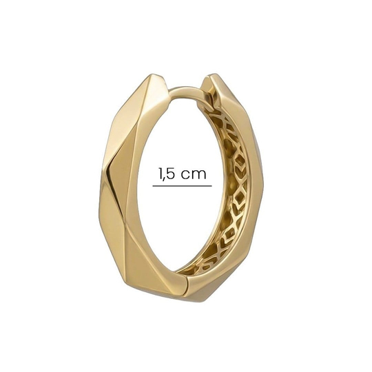Geometrik Model Halka 14 Ayar Altın Küpe 1,5 Cm