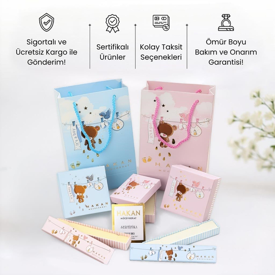 Kedi Mineli Çocuk Küpe 14 Ayar Altın