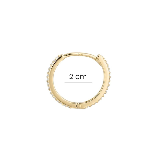 Etrafı Taşlı Halka Küpe 14 Ayar Altın 2 Cm