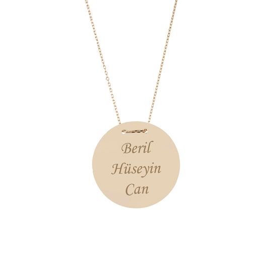İsim Yazılabilir Plaka 14 Ayar Kolye 2.6 Cm