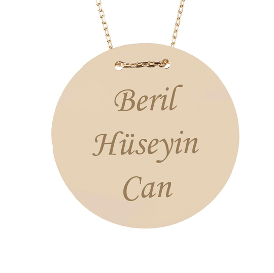 İsim Yazılabilir Plaka 14 Ayar Kolye 2.6 Cm