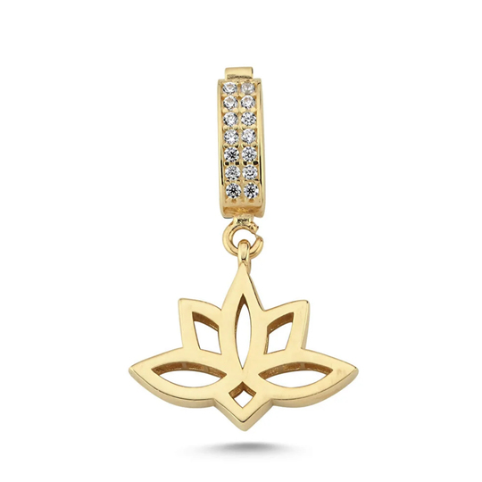 Lotus Kolye Ucu 14 Ayar Altın