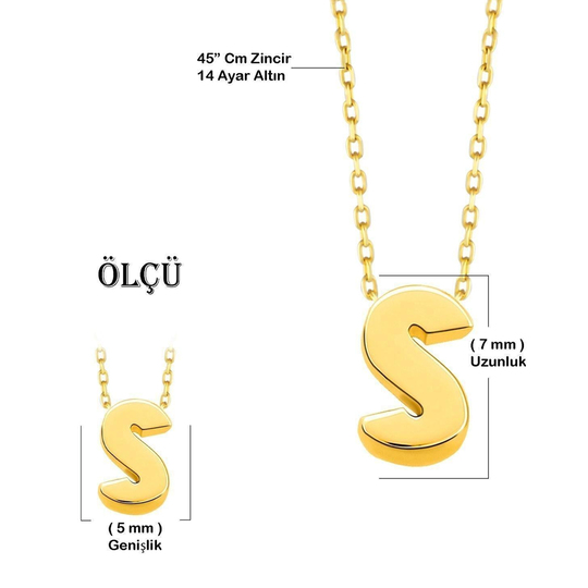Minimal 0.7 Mm S Harfli Kolye 14 Ayar Altın