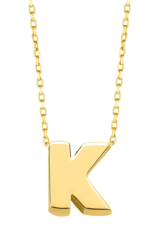 Minimal 0.7 Mm K Harfli Kolye 14 Ayar Altın