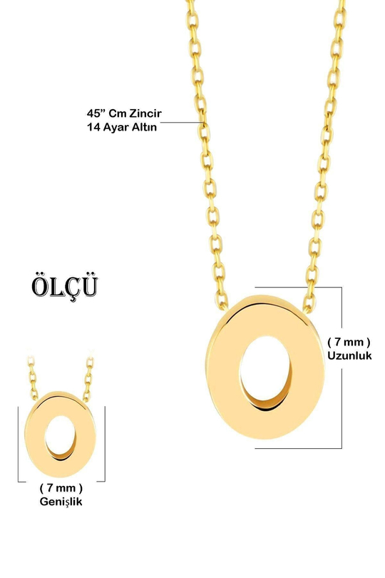 Minimal 0.7 Mm O Harfli Kolye 14 Ayar Altın