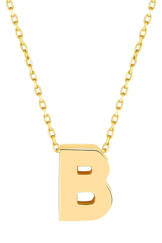 Minimal 0.7 Mm B Harfli Kolye 14 Ayar Altın