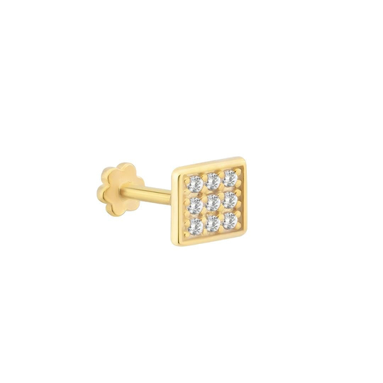 Piercing Kare Model Taşlı 14 Ayar Altın
