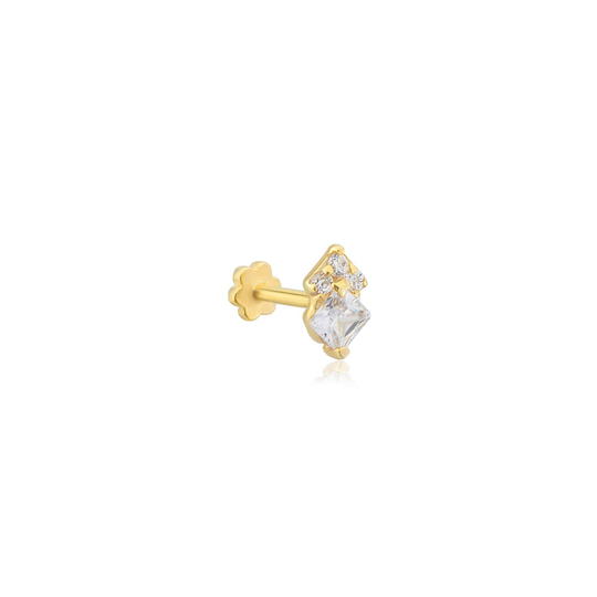 Piercing Taşlı 14 Ayar Altın