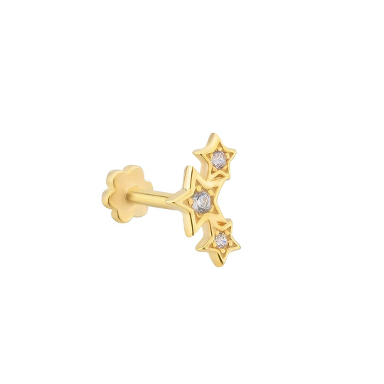 Piercing Üç Yıldızlı 14 Ayar Altın