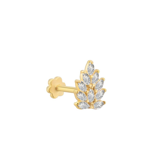 Piercing Yaprak Taşlı 14 Ayar Altın