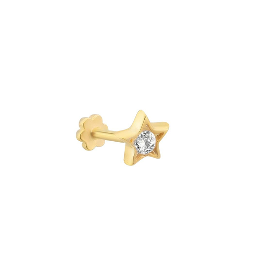 Piercing Yıldız Taşlı 14 Ayar Altın