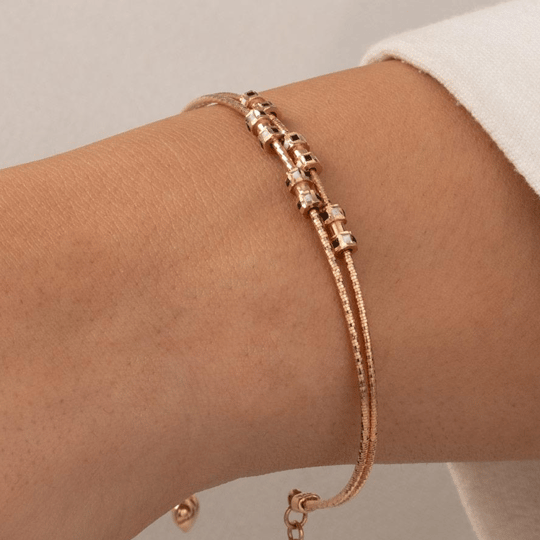 Taşlı 14 Ayar Rose Altın Kelepçe