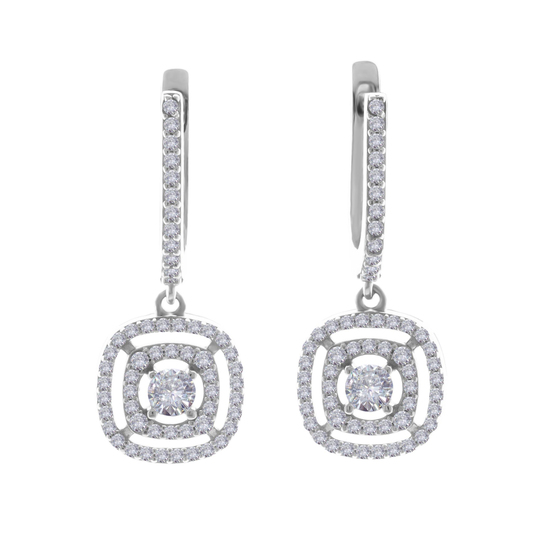 Taşlı Baget 14 Ayar Altın Küpe 2,5 Cm