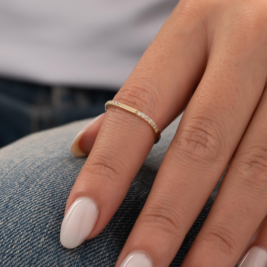 Trend Taşlı Minimal 14 Ayar Altın Yüzük