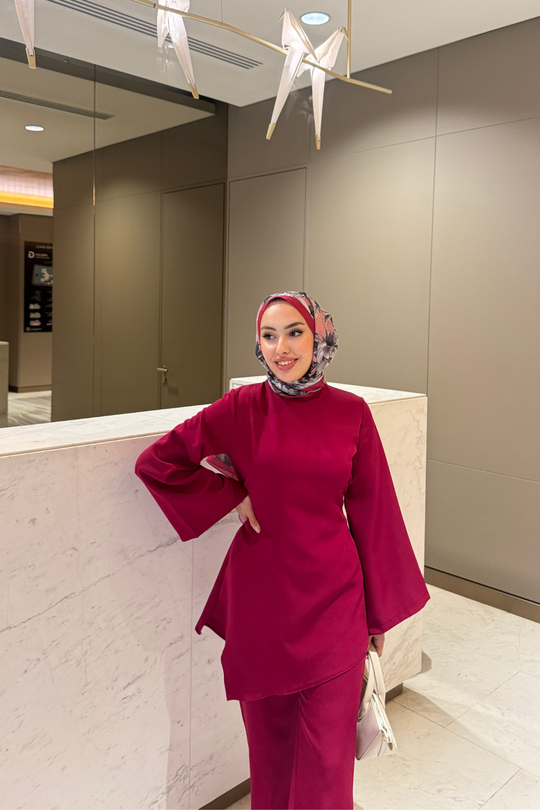 Helin Tesettür Takım Bordo
