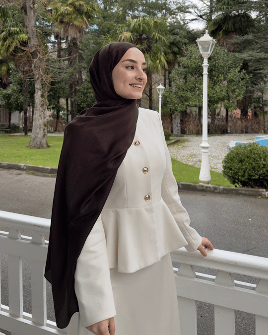 Acı Kahve Döngü Desen Jakar Şal