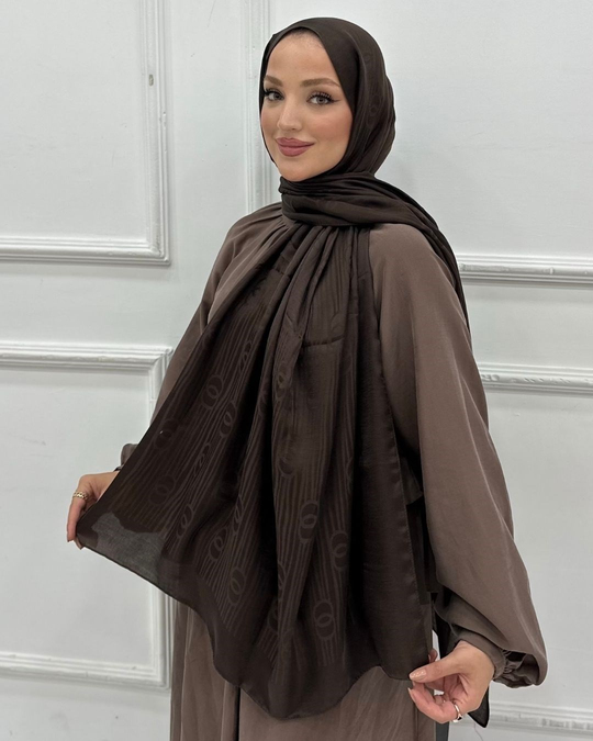 Acı Kahve Imannoor Serena Desen Pamuk Jakar Şal