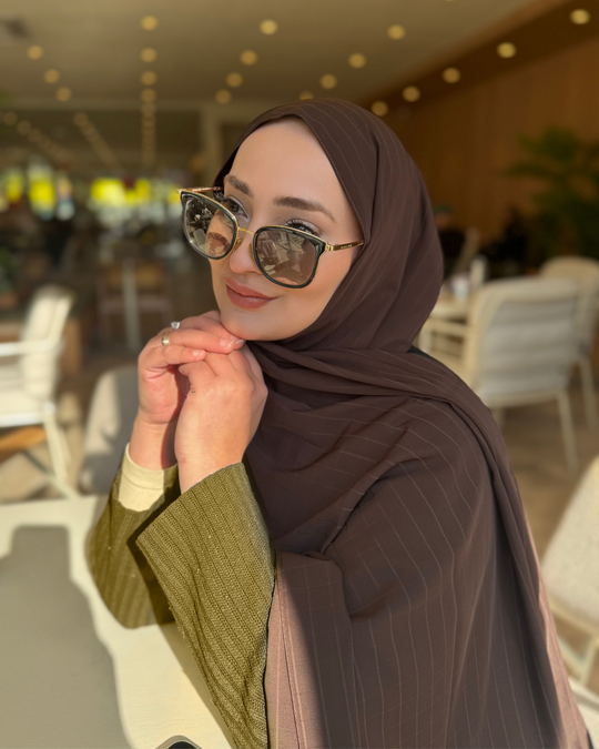 Acı Kahve Minima Desen Kore Medine İpeği Şal