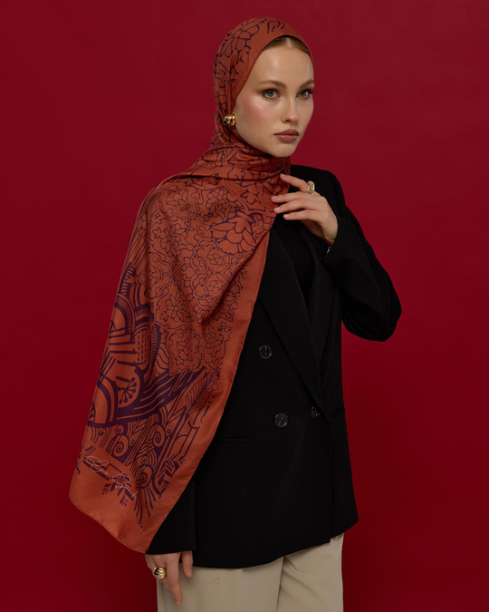 Amber & Patlıcan Harem Rüyası Desen Şal - 28