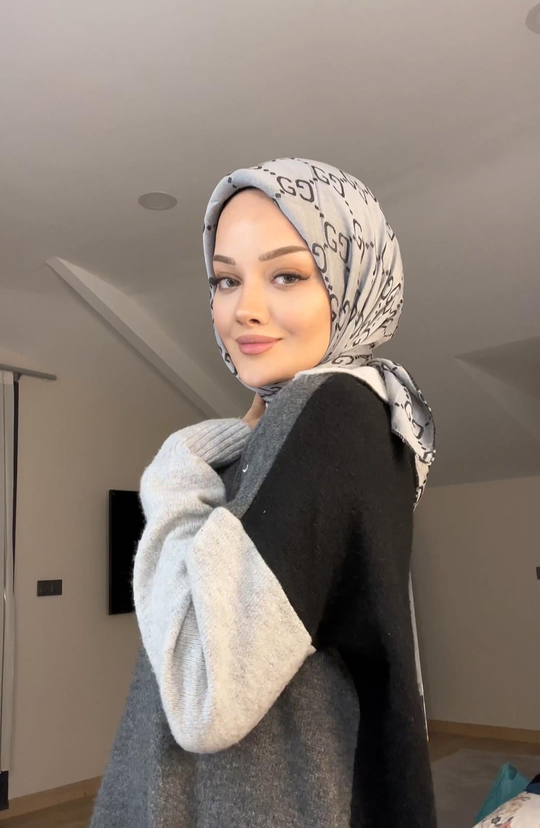 Antrasit G Desen Parlak Jakar Eşarp