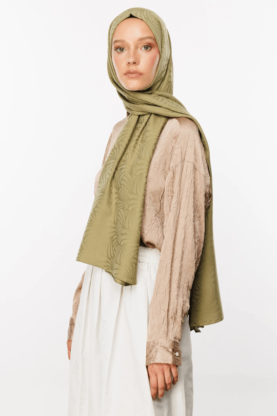 Soft Yeşil Artemis Desen İpeksi Jakar Şal