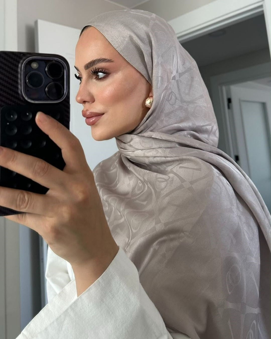 Bej Imannoor Armoni Desen Pamuk Jakar Şal