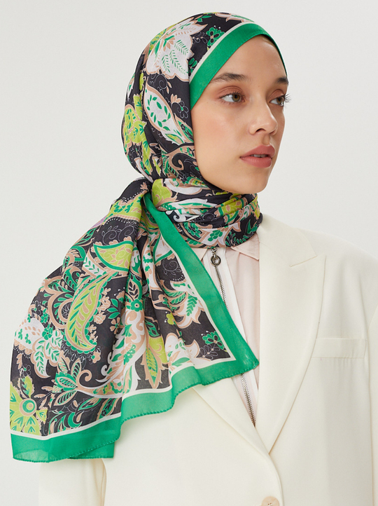 Benetton & Siyah Retro Desen Şal