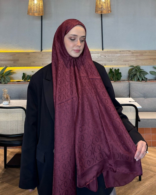 Bordo Imannoor Ester Desen Pamuk Jakar Şal