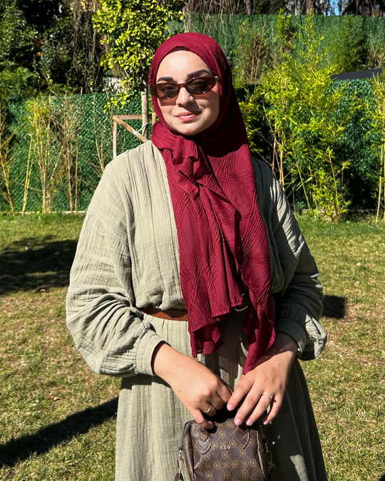 Bordo Terra Müslin Şal