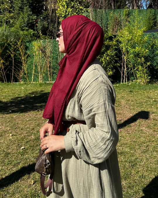 Bordo Terra Müslin Şal
