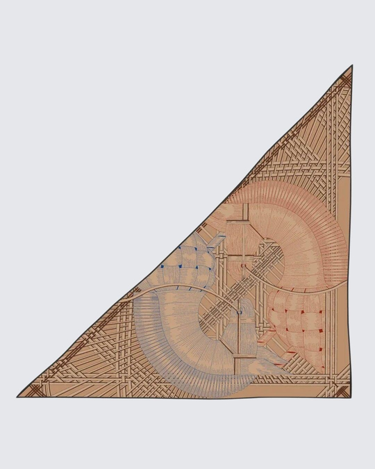 Camel & Vizon - Geometrik Hasır Desenli Kaşmir Omuz Şalı