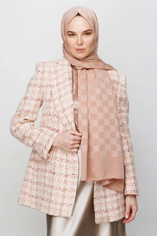 Rose Dama Desen İpeksi Jakar Şal