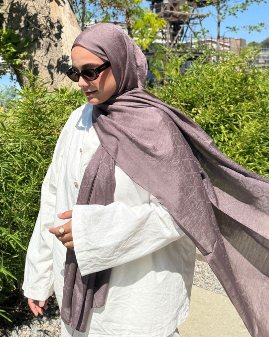 Fil Dişi Imannoor Matris Desen Pamuk Jakar Şal