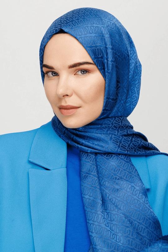 İndigo Forever Desen Parlak Jakar Şal