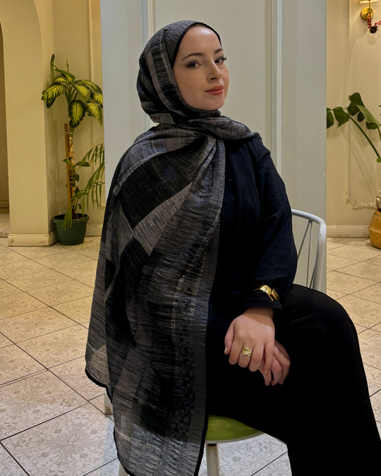 Füme Gölge Desenli Müslin Şal