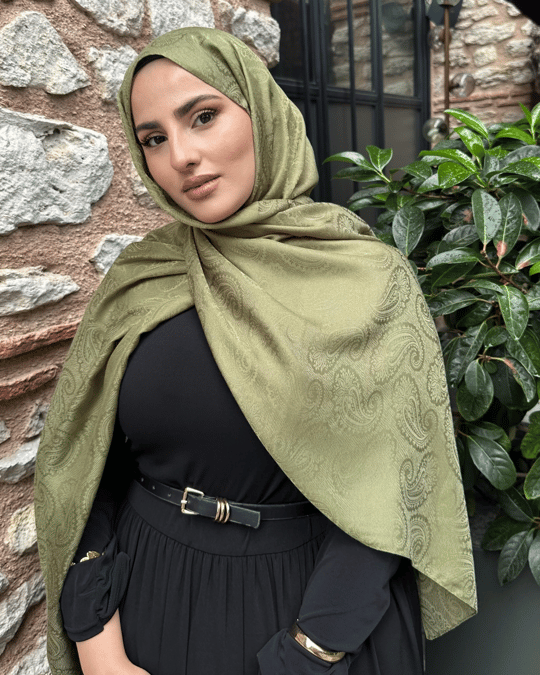 Haki Rumi Desen Jakar Şal