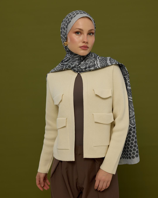 İnci & Siyah Bala Hatun Desen Şal - 66