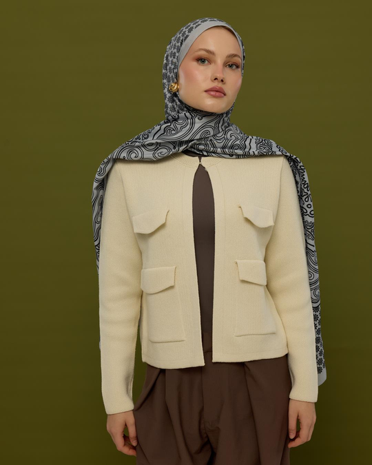 İnci & Siyah Bala Hatun Desen Şal - 66