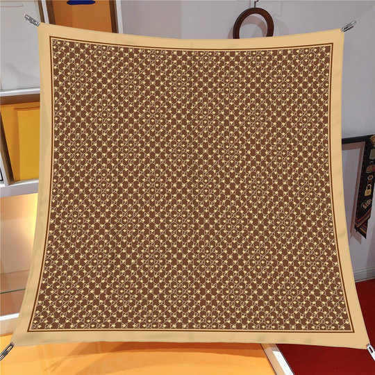 İthal Gold & Mocha G Arı Desen Twill İpek Eşarp