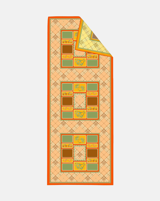 İthal Pastel Turuncu & Pastel Sarı B Desen Twill İpek Şal 