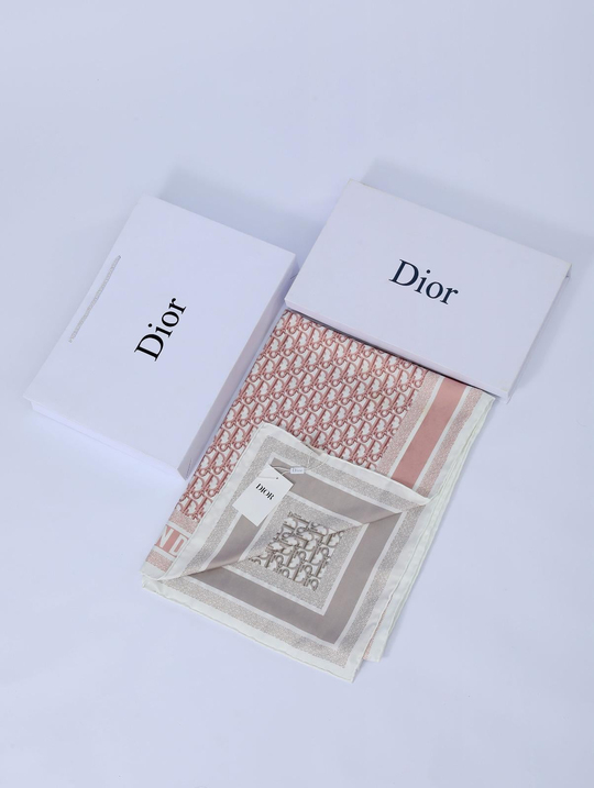 İthal Pudra Pembe & Vizon CD Desen Twill İpek Şal 