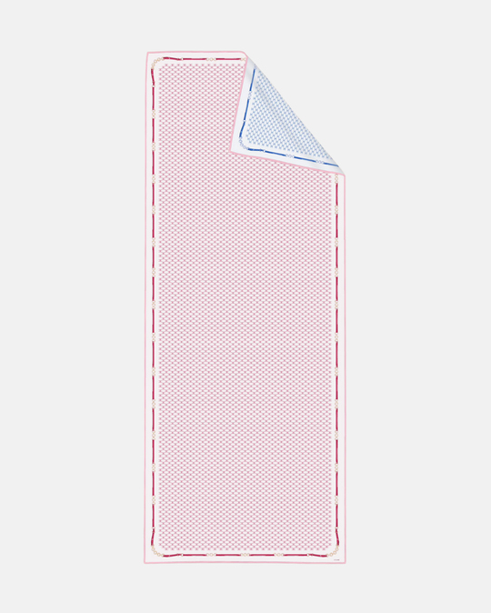 İthal Şeker Pembe & Buz Mavi CE Desen Twill İpek Şal 