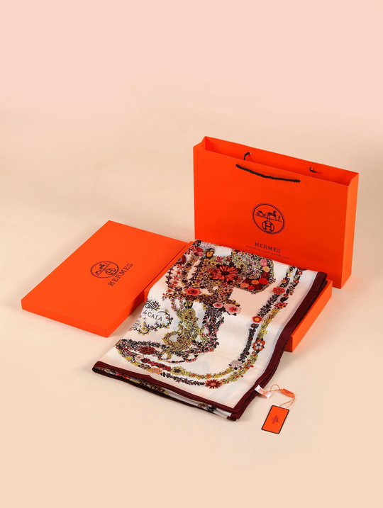 İthal Taş & Bordo H Desen Vual İpek Şal