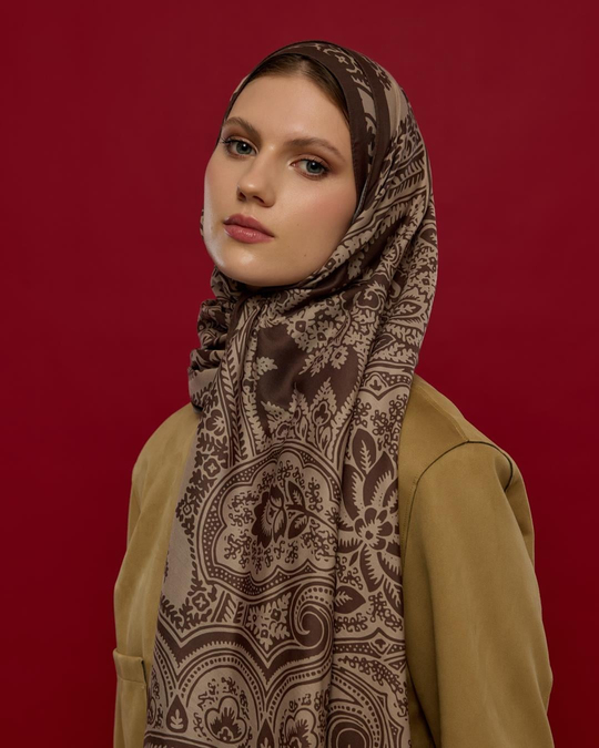 S-SULTANİ-35 Kakao & Krem Tarçını Sultani Desen Şal