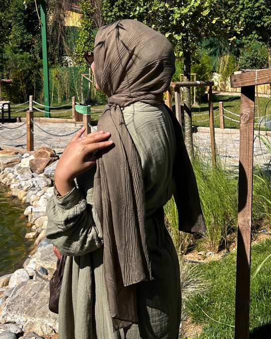 Kül Bej Terra Müslin Şal