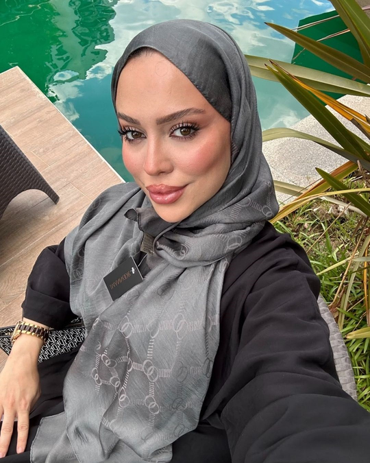 Kül Gri Imannoor Monogram Zincir Desen Pamuk Jakar Şal
