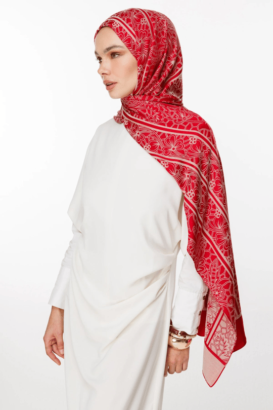 Bordo-Mint Yeşili Lavin Desen Çift Taraflı Şal