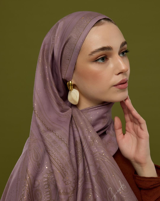 SV-HURREM-34 Leylak Gölgüsü & Kumral Hürrem Desen  Şal